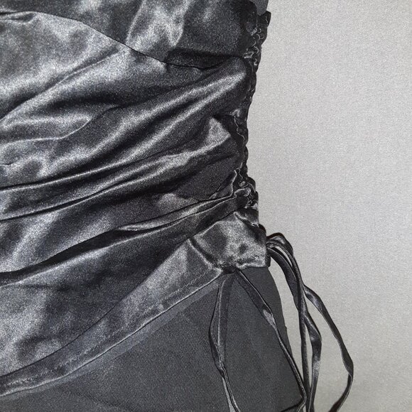 Spiegel Black Silk Midi-Dress * Semi-Formal, Cocktail * Sz 8 * Vintage Y2K 90's - Picture 4 of 10